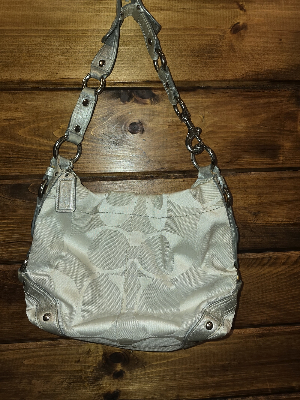 Coach Gray Shoulder Bag with Silver Accents
